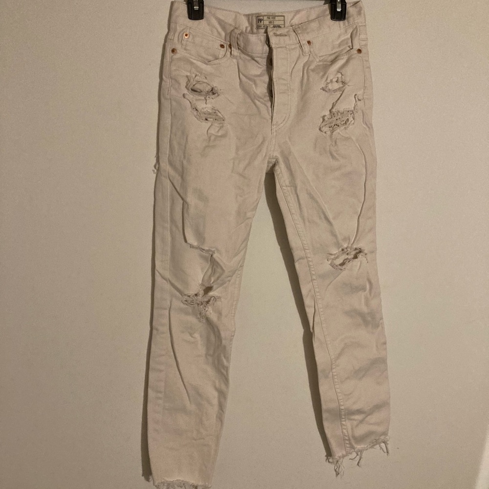Free People White Distressed Jeans Denim 27